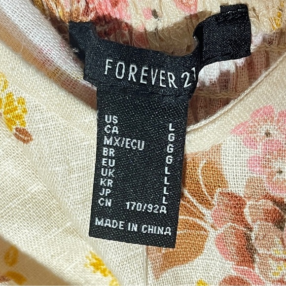 FOREVER 21 Floral Linen Blend Crop Top | Cream Pink | Size L | NWT - Picture 10 of 10